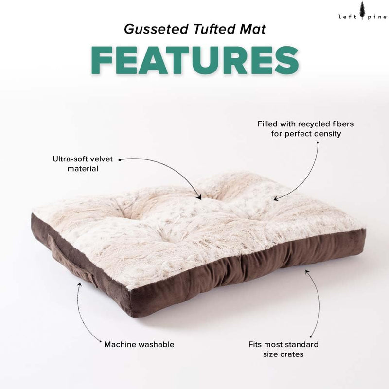 Gusseted Essential Dog Mat, Plush Pet Bed - Deluxe Sleeping Mat for Puppies or Small Dogs - Fluffy, Recycled Fiber Filling, Machine Washable, Fits in Crate (Tan Spotted, Small) Tan Spotted - PawsPlanet Australia