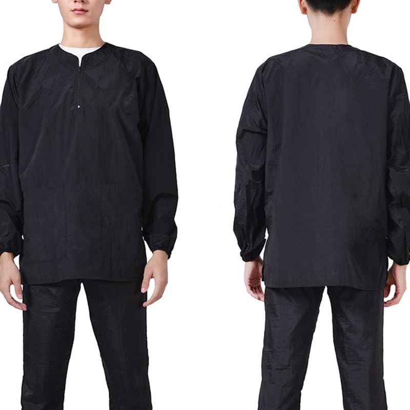 Dog Grooming Smock for Men Women, Anti-Static Smock for Pet Shop Dog Cat Grooming Bathing, Long Sleeves, Water Resistant and Hair Proof, (Solid Black XL) X-Large Solid Black - PawsPlanet Australia