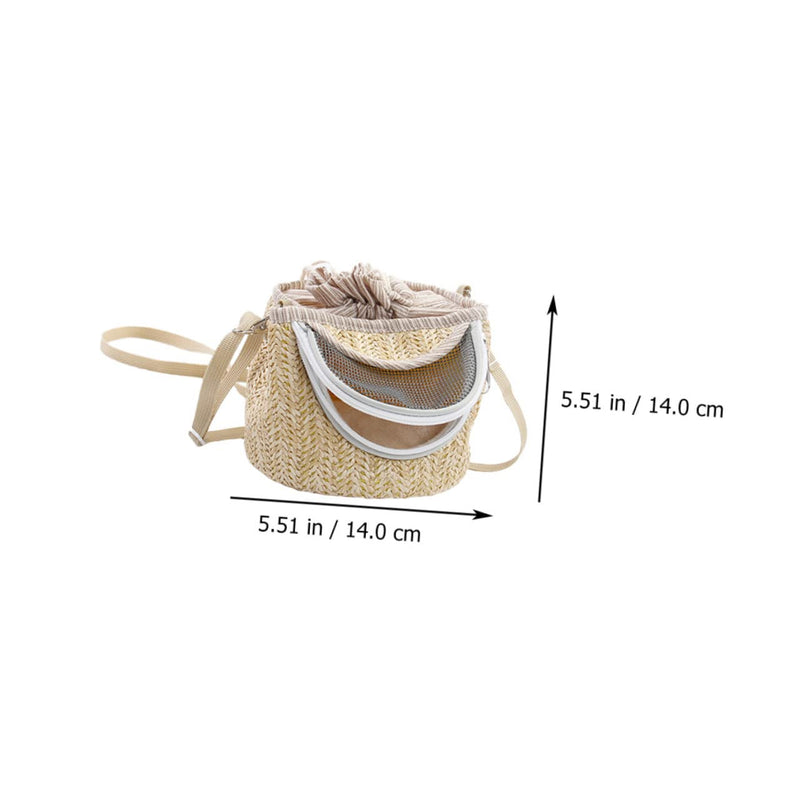 Pets Go Out Backpack for Small Animals Breathable Hamster Carrier with Ventilated Gauze Stylish Straw-Woven Design for Comfortable Travel and Outdoor Adventures - PawsPlanet Australia