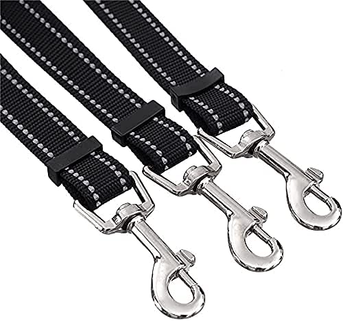 3 Way Dog Leash Detachable Reflective Coupler Tangle Free 3 in 1 Multiple Double Dog Lease with Soft Padded Handle Walking Training Outdoor Black - PawsPlanet Australia
