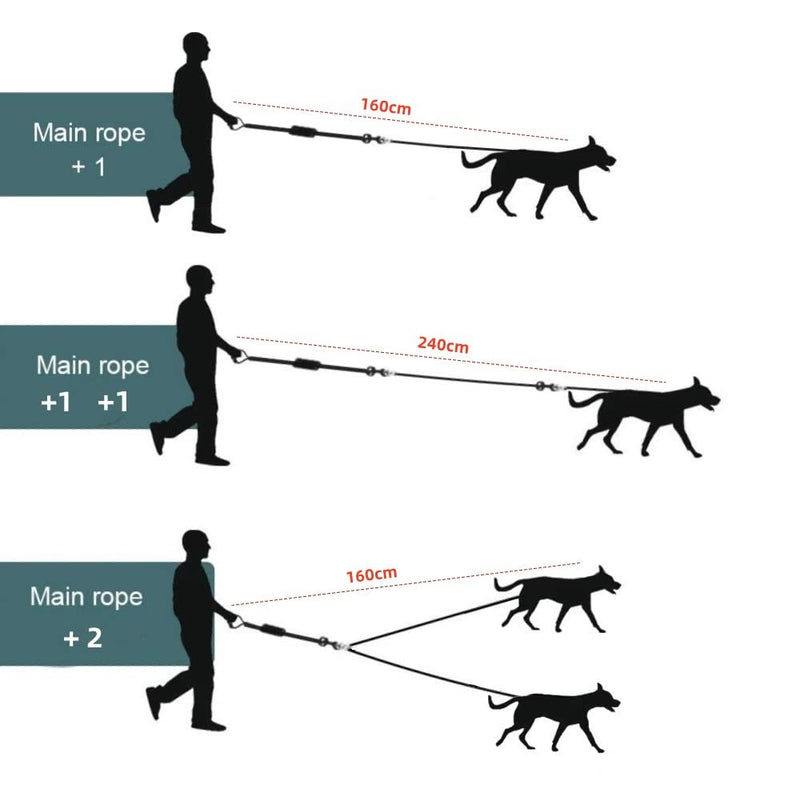 Heavy Two Way Dog Leash,2 Dog Leash Reflective,Detachable 360° Swivel No Tangle,with Soft Padded Handle, for Walking and Training Two Small Medium Large Dog Walking (S/8-45 ibs) S/8-45 ibs Black - PawsPlanet Australia