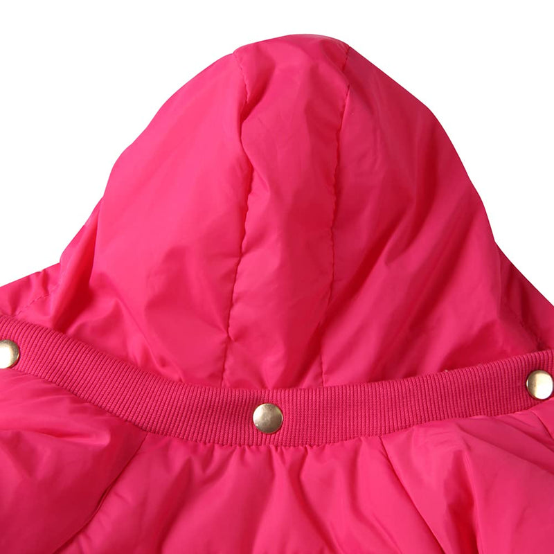 JoyDaog Fleece Lined Dog Coat with Detachable Hood and Detachable Hind Legs,Warm Puppy Jacket in Winter Medium (Pack of 1) Pink