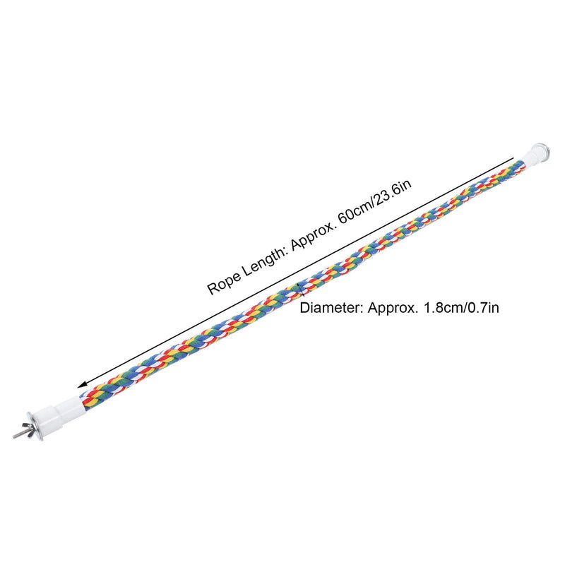 2PCS 60cm/23.6in Bird Rope Perch, 1.8cm Soft Cotton Parakeet Perches, Colorful Bird Cage Accessories with Fixing Screws for Birds to Chew and Stand On - PawsPlanet Australia