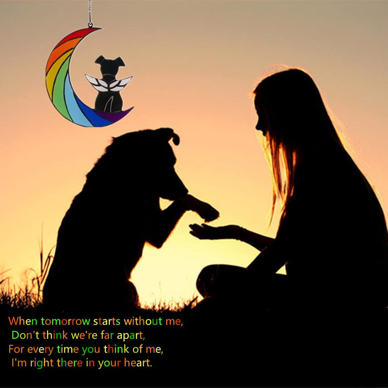 Dog Memorial Gifts for Loss of Dog,Dog Memorial Sun Catcher, Pet Loss Sympathy Gift,Dog Death Sympathy Gifts,Rainbow Bridge Dog Memorial Gifts,Pet Memorial Gifts for Dogs Loss of Dog Rainbow-black dog - PawsPlanet Australia