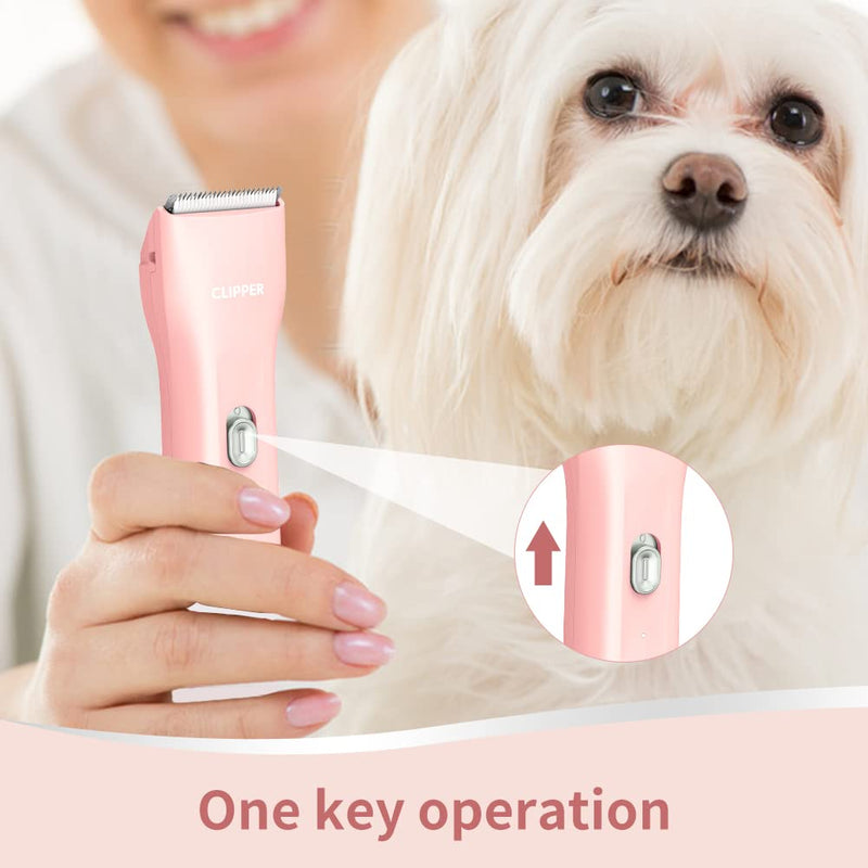 Professional Dog Clippers for Thick Hair, Cordless Cat Clippers for Matted Fur, Rechargeable Pet Dog Grooming Clipper Trimmer for Puppy,Cats,Rabbit,Pink Pink