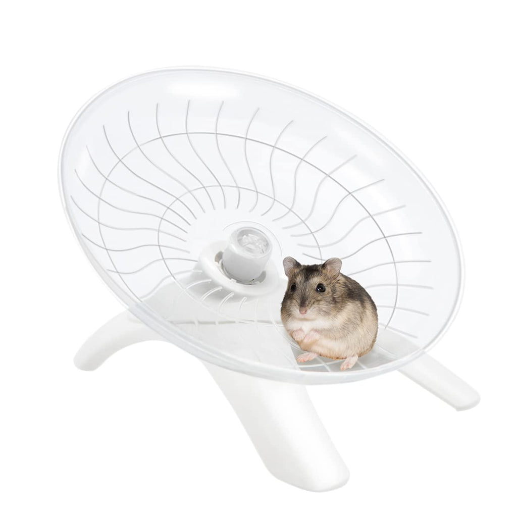 Hamster Wheel Hamster Flying Saucer Silent Exercise Wheel Running Wheel for Dwarf Hamsters Gerbil Mice Small Animals (White) White