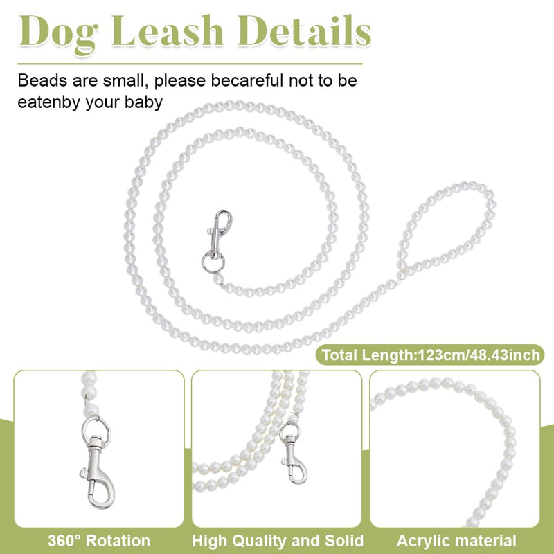 2Pcs Dog Wedding Flower Collar with Pearls Beaded Leash, Dog Flower Collar Wedding and Leash Set Pearls, Elegant Dogs Flowers Headband, Pet Photo Prop for Medium Dogs Floral Collars Pet - PawsPlanet Australia
