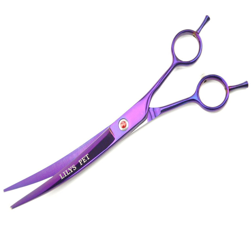 LILYS PET Professional PET Grooming Scissors Kit,Coated Titanium,Sharp and Strong Stainless Steel Blade for Dogs Cats Hair Cutting,3 Pieces of Scissors with a Comb and a Case (7.0 inches, Purple) 7.0 inches - PawsPlanet Australia