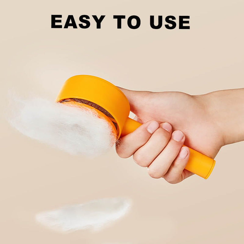 Small Cat Brush for Short or Long Haired Cats Dogs Rabbits, Cute Dog Brush with Release Button for Massage and Removes Loose Fur, Pet Grooming Deshedding Brush Orange - PawsPlanet Australia
