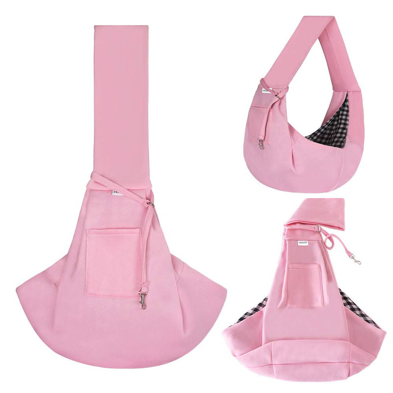 FDJASGY Small Pet Sling Carrier-Hands Free Reversible Pet Papoose Bag Tote Bag with a Pocket Safety Belt Dog Cat for Outdoor Travel Pink - PawsPlanet Australia