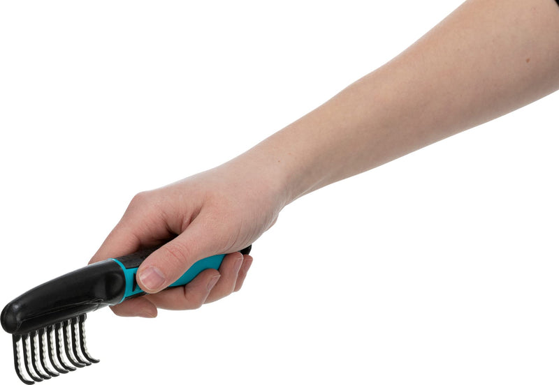 TRIXIE Pet Universal Grooming Rake for Cats and Dogs, Removes Mats and Tangles 7" (18cm) 2.8 x 6.3 in Turquoise/Black - PawsPlanet Australia