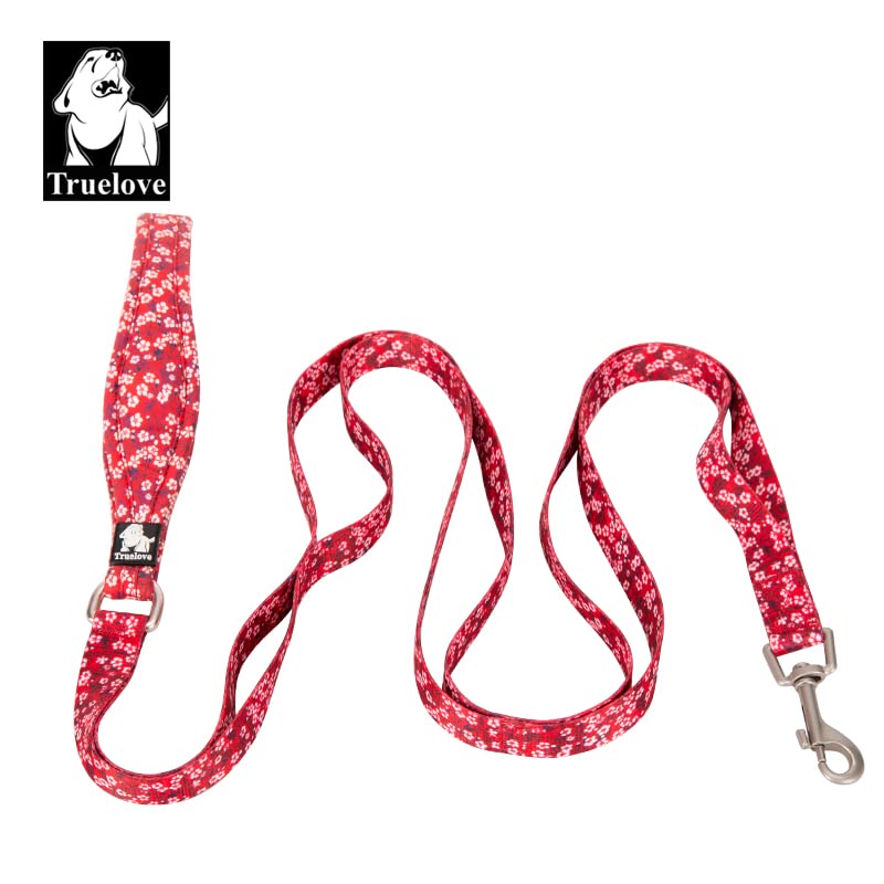 WINHYEPET Truelove Floral Pet Leash Neoprene Padded Handle Extra Traffic Control Dog Strong Enough and Easy Control Suitable Small Medium Large Breeds TLL3112(Poppy Red,M) M Poppy Red - PawsPlanet Australia