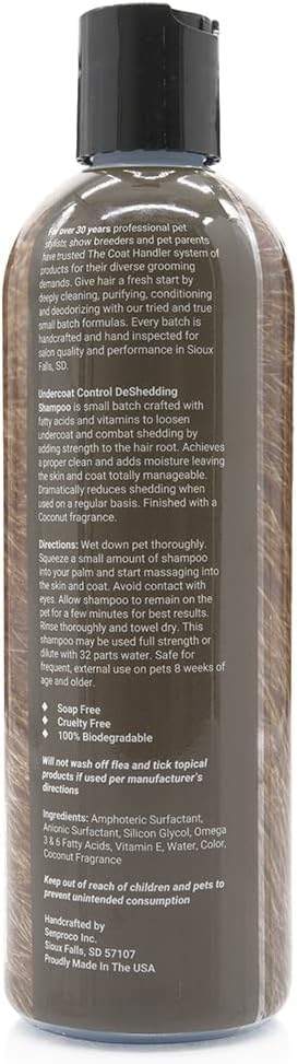 Undercoat Control deShedding Dog Shampoo, 16 oz - Combats and Reduces Shedding, Undercoat Removal, Omega 3 & 6 Rich, Vitamin E Strengthens The Hair Follicle - PawsPlanet Australia