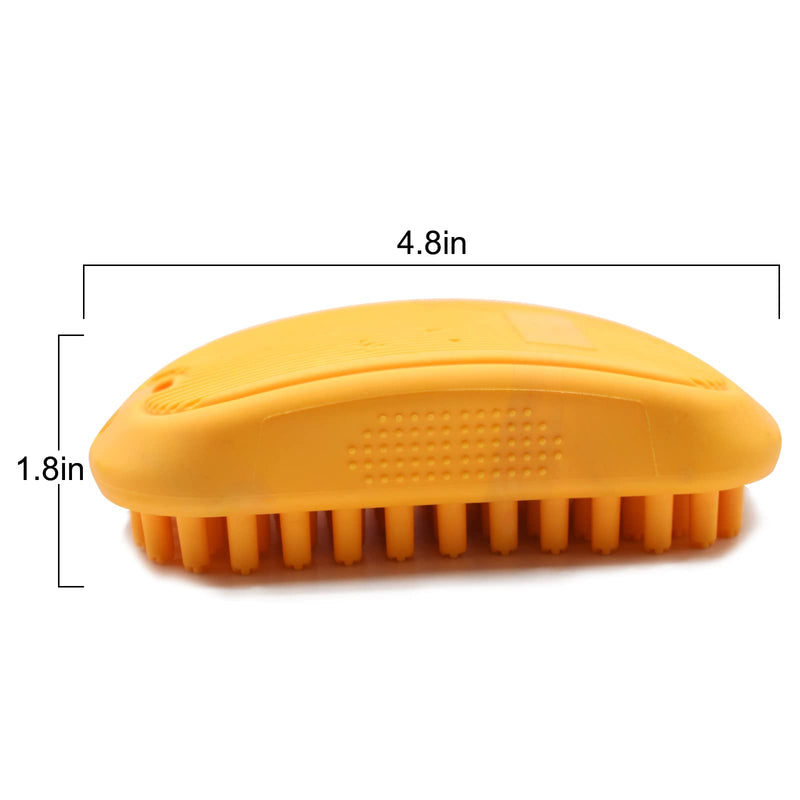 Eilin Pet Bath Brush Massage Brush Silicone Comb Dog Cat Massage Curry Brush Grooming Shower Brush for Shampooing Dogs Cats Small Animals with Short Long Hair Soft Rubber Bristles Washing Orange - PawsPlanet Australia