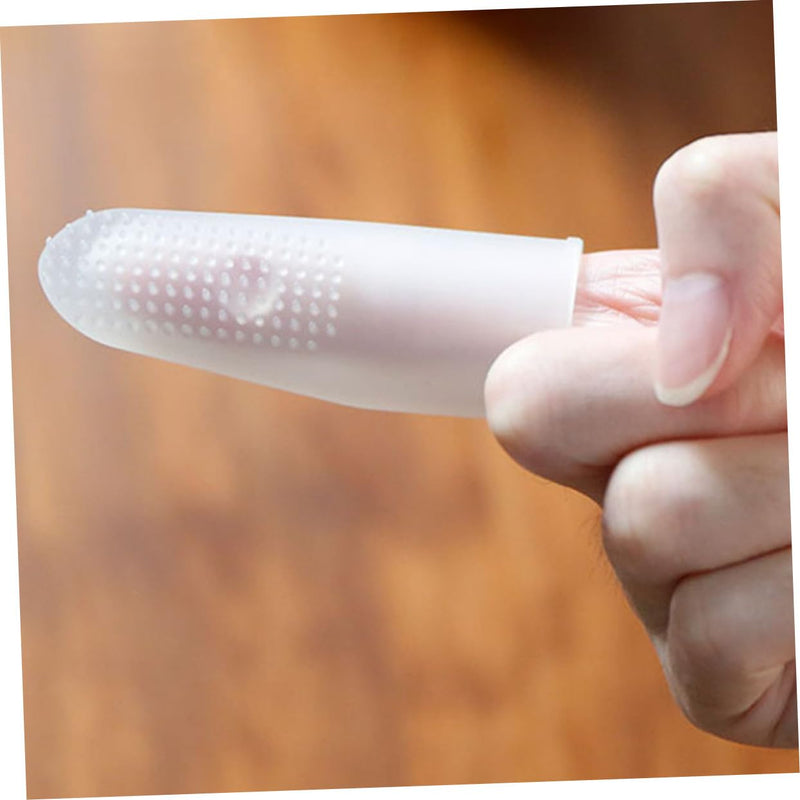 TOYANDONA Dog Toothbrush and Finger Protection Toothbrush Made of Food-Grade Silicone Transparent White Compact and Lightweight for Puppies Dogs and Cats for Oral Care