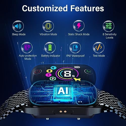2024New Dog Bark Collar, Coolait Bark Collar for Large Medium Dogs,Rechargeable Anti Bark Collars Smart Shock Barking Collar with 8 Adjustable Sensitivity & 4 Stopping Barking Training Modes 2 Pack BLACK - PawsPlanet Australia