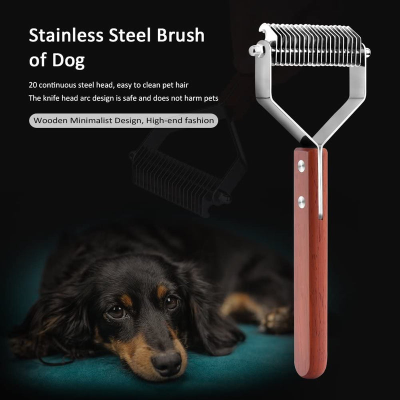 Awtang Undercoat Rake for Dogs, Cats Grooming Dematting Comb, 20 Stainless Steel Blades Wooden Handle Dog Brush - PawsPlanet Australia