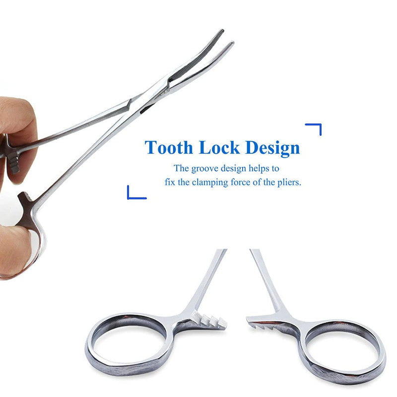 2pc Locking Straight & Curved Clamp Hemostat Forceps,Locking Tweezers Clamp for Pet Dog Grooming Ear Hair Cleaning tools 14.0 Centimetres - PawsPlanet Australia