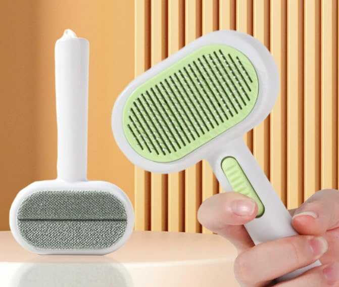 simplely easy Cleaning Pet Spray Hair Removal Comb with Release Button,double sided massagae cleaning Waterproof Pet Grooming Brushes short long hair dogs and cats pets - PawsPlanet Australia