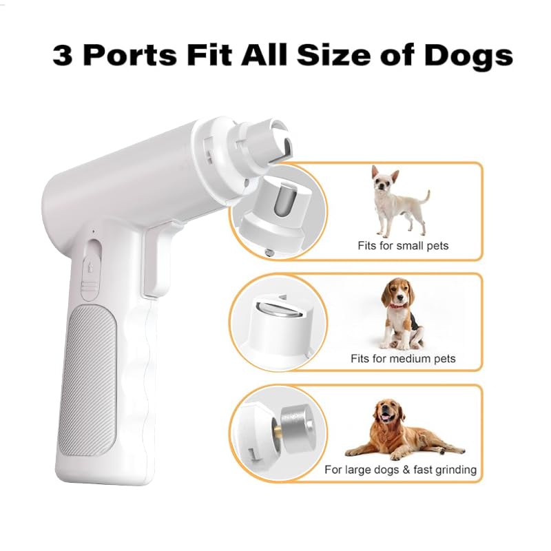 Dog Nail Grinder Electric - Super Quiet Low Vibration Pet Nail Trimmer with 2 LED Lights | USB Rechargeable Cordless 3 Speeds | Painless Paw Grooming for Small Medium Large Dogs & Cats - PawsPlanet Australia