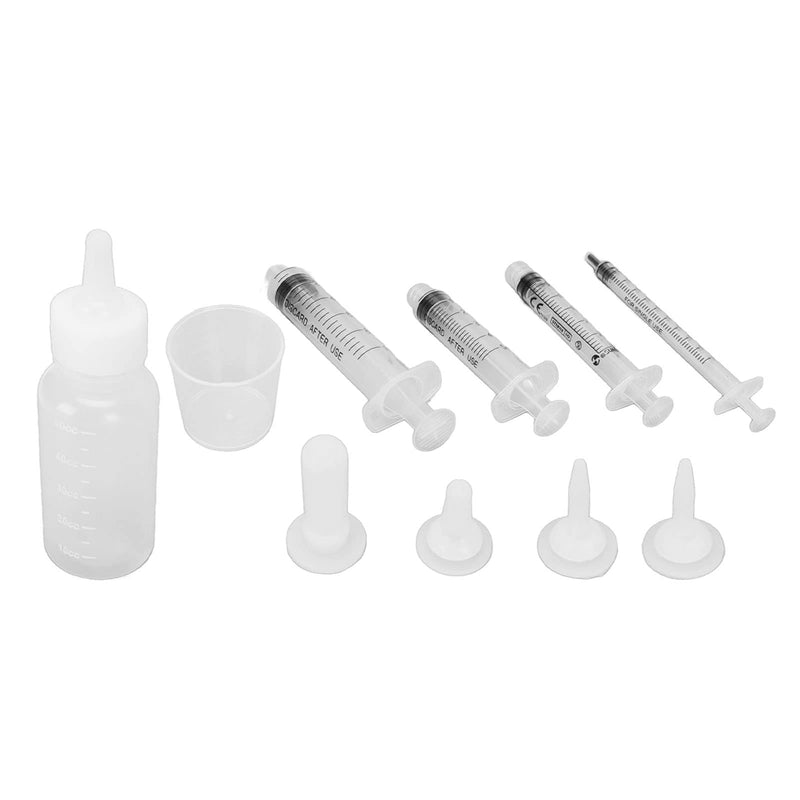 Cryfokt Cat Medicine Feeder Set, Easy-to-Change Nipple Kitten Bottles for Pet Care, PVC Silicone Material (White)