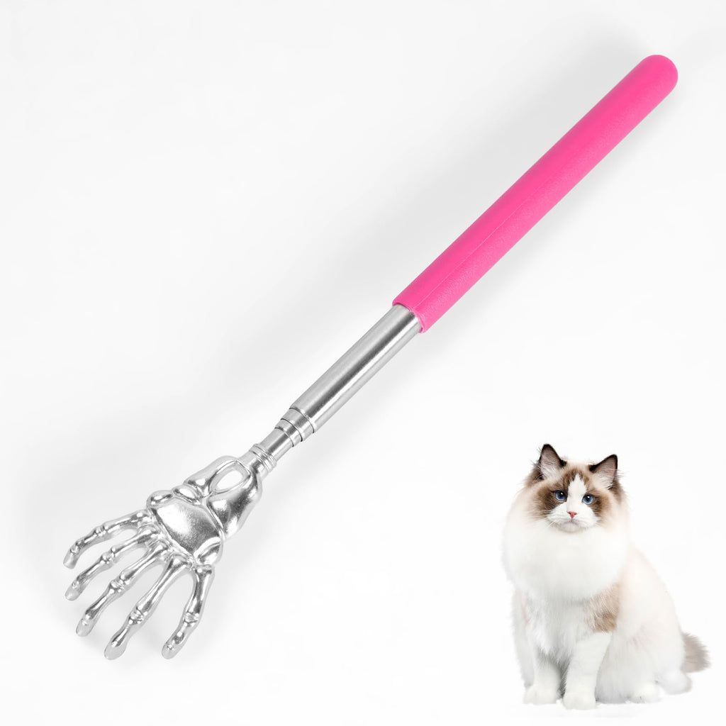 Interactive Cat Toys, Retractable Cat Teaser Wand Toys, Grooming Comb for Cats Dogs, Telescopic Play Toys for Indoor Cats Dogs Funny Kitten Toy, Pink