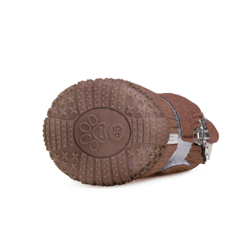 Hdwk&Hped Snow Dog Boots Warm Fleece Dog Winter Booties Anti-Slip Pet Shoes for Small Medium Dog Cat (Brown, #2) Brown - PawsPlanet Australia