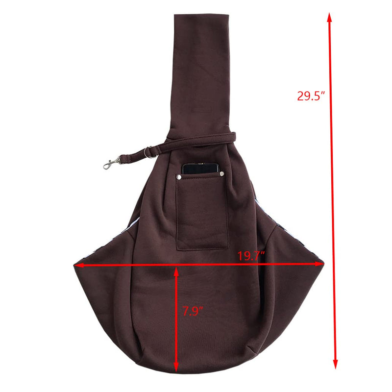 Leconpet Dog Sling Carrier Shoulder Bag for Pets with Mobile Phone Pocket Safety Buckle Security Lock, Suitable for Puppy, Small Dogs, and Cats for Outdoor Travel (Brown) Brown - PawsPlanet Australia