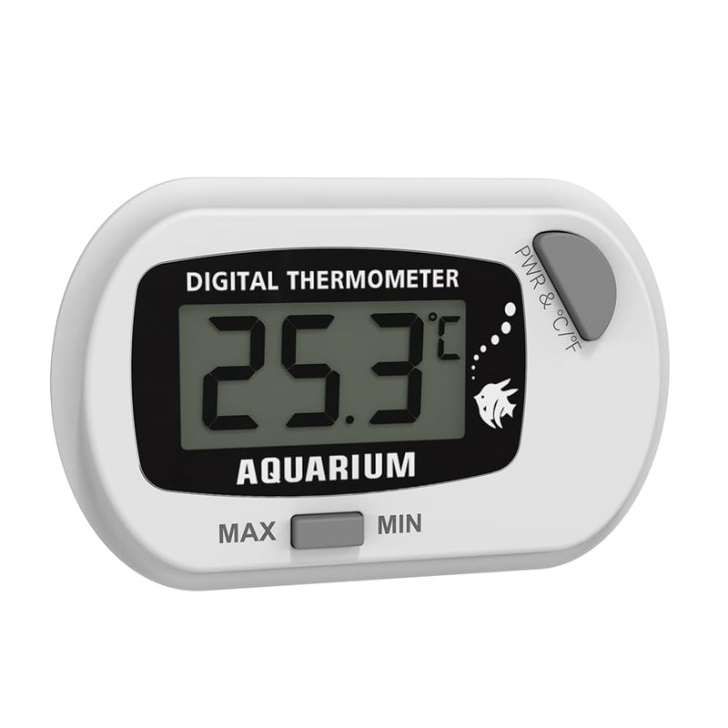 Stick-On Fish Tank Thermometer Reptile Thermometer Hygrometer Digital Thermometer Aquarium Thermometer Reptile Thermometer with MAX/MIN LCD Display Terrarium Water Temperature Test (White Gray)