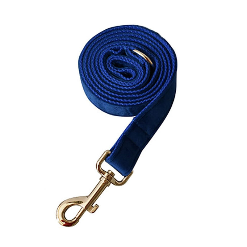 Velvet Dog Collar and Leash Set, Bright & Stylish Leash and Collar Set, Durable Pet Collars with Heavy Duty Quick Release Metal Buckle Adjustable for Samll Medium Large Dogs or Cats Medium: Neck 10.6" - 16.0" Blue