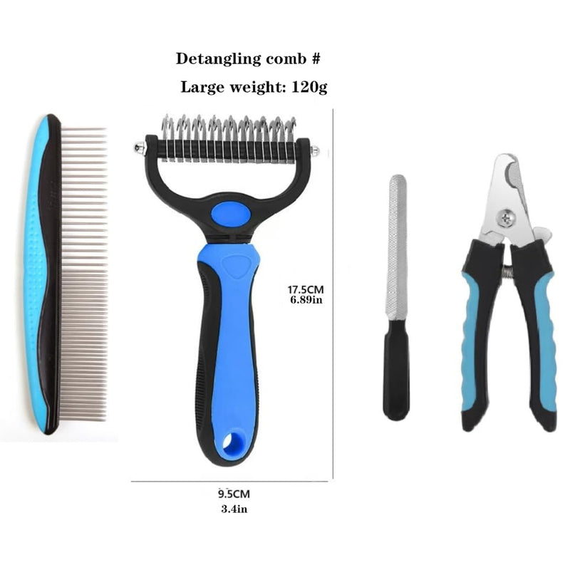 Ultimate 4-Piece Pet Grooming Kit | Stainless Steel Nail Clipper, Deshedding Brush, Metal Comb & Tools for Cats & Dogs | Easy to Use, Perfect for Beginners | Groom Hair, Nails & Ears Effortlessly - PawsPlanet Australia