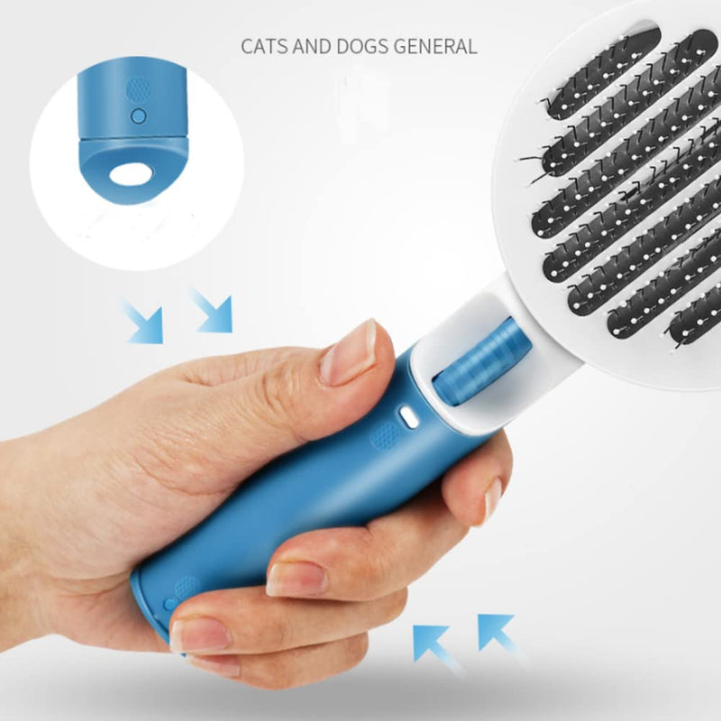 Pet Grooming Brushes Self-Cleaning Slicker Brush and Massage Brush for Dogs and Cats Long or Short Hair Removes Loose Undercoat Soft Combs Pet Supplies (Round Comb, BLUE) Round Comb, BLUE