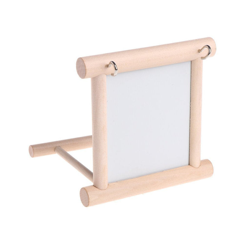 Hypeety Bird Parrot Mirror Toy Swing Hanging with Perch for Parrot Parakeet Budgies Cockatiel Conure Finch Lovebird (D) Wooden Mirror with Perch