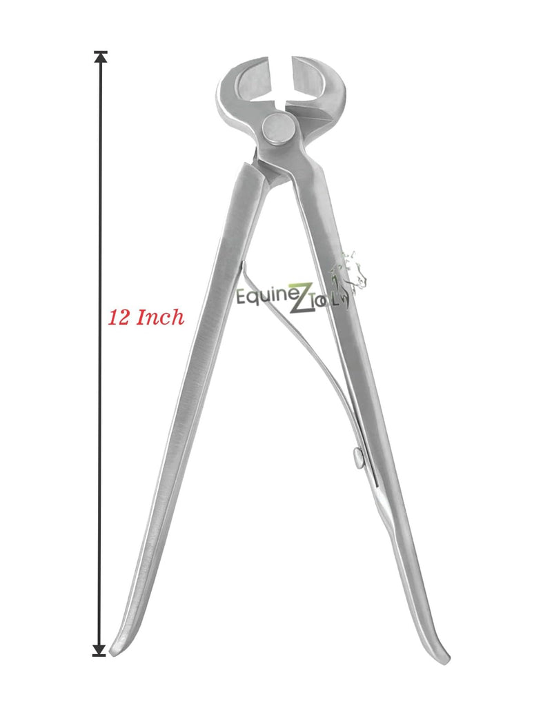 12” Hoof Nipper Spring Loaded Farrier Tool – Vanadium Steel, Dull Finish – Heavy-Duty Horse Hoof Trimming Tool for Farriers, Blacksmiths, Equine Hoof Care, Shoeing, Trimming, and Maintenance