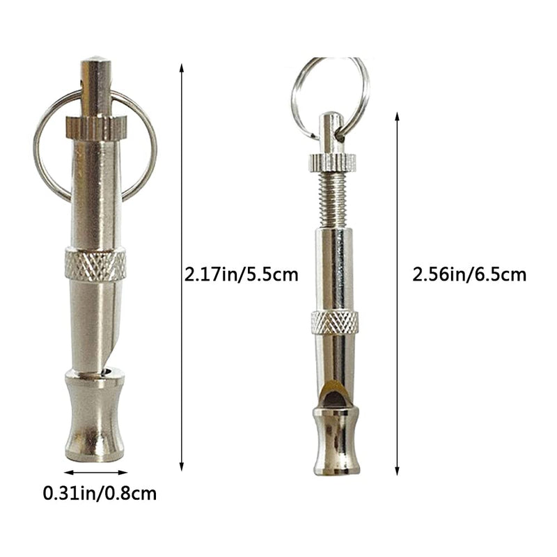 Dog Whistle to Stop Barking Neighbors Dog Training Tools High Pitch Dog Training Whistle Copper Core Dog Whistles for Recall and Pet Behavior Control (2 Pcs) Silver - PawsPlanet Australia