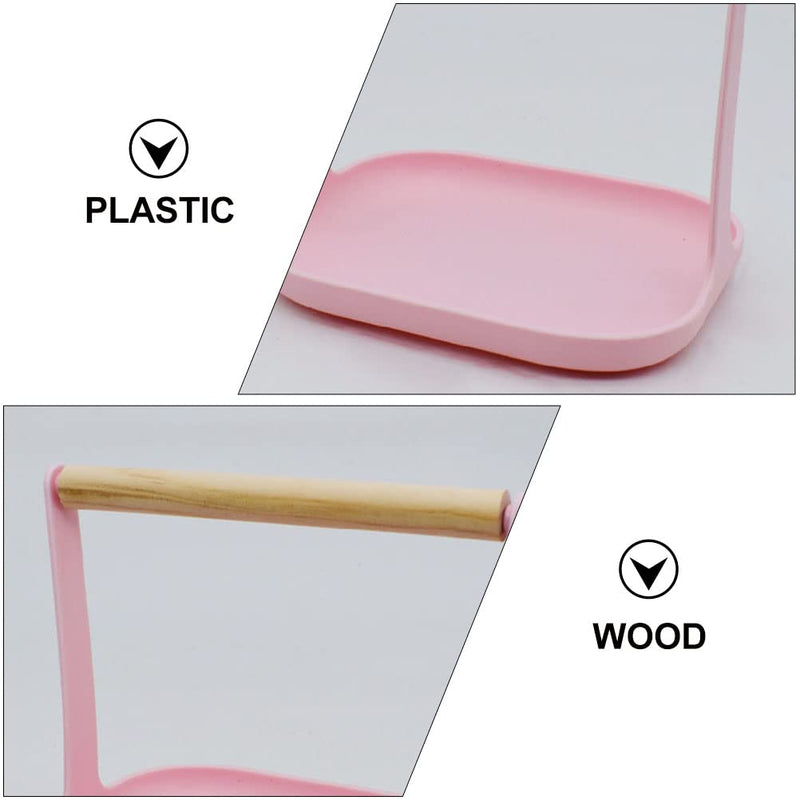 LUOZZY 2-in-1 Bird Training Stand & Perch - Wooden Shelf for Parakeets, Conures, Lovebirds & Cockatiels, Pink - PawsPlanet Australia