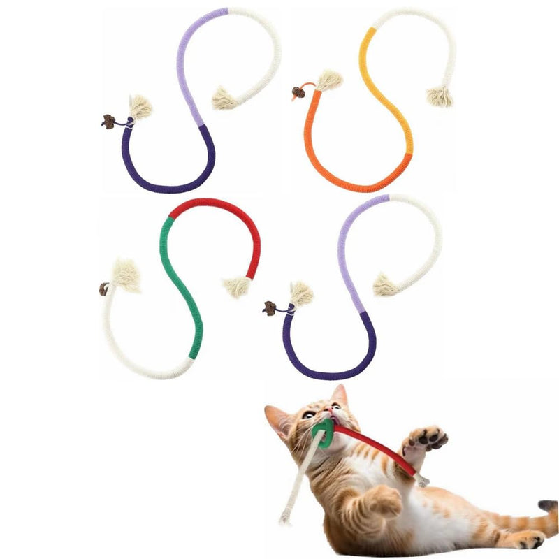 4 Pack Cat Catnip Rope Toys, Interactive Cat Rope Toys with Silvervine Fruit for Cats and Kittens, Cotton Rope Cat Toys for Indoor Cats, Handmade Pet Chew Toys for Teeth Cleaning - PawsPlanet Australia
