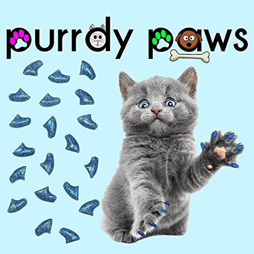 40 Pack Soft Nail Caps for Cat Claws Blue Glitter Small - PawsPlanet Australia