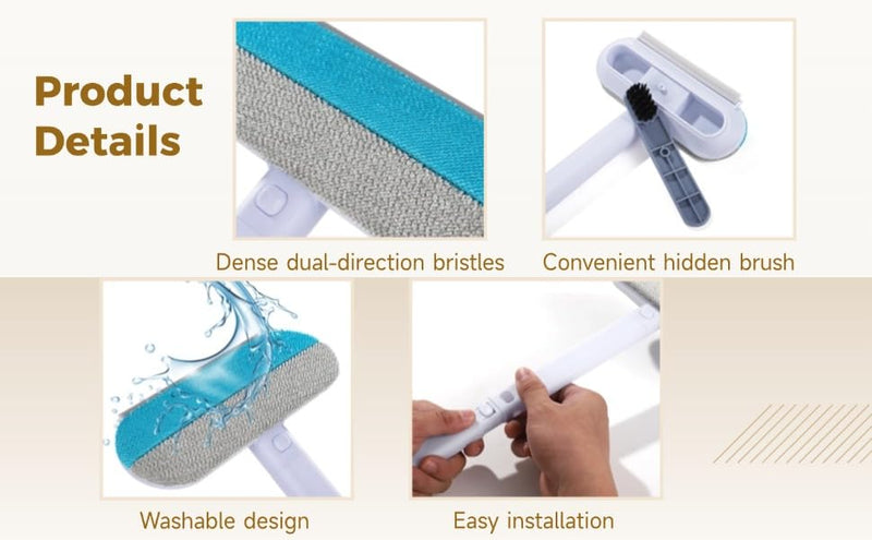 OMISTAR 2 Pcs 23.6 Inch Pet Hair Removal Tool, 4-in-1 Multifunctional Fur Cleaner with Extendable Handle, Reusable Dog Cat Hair Remover Brush for Furniture, Carpet, Couch, Bedding & Car Interiors - PawsPlanet Australia