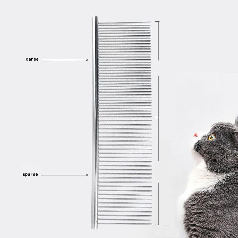 2 Pack Dog Combs,Pet Steel Comb with Rounded Ends Stainless Steel Teeth, Cat Comb for Removing Tangles and Knots, Professional Grooming Tool for Long and Short Haired Dog, 6.3IN/7.4IN - PawsPlanet Australia