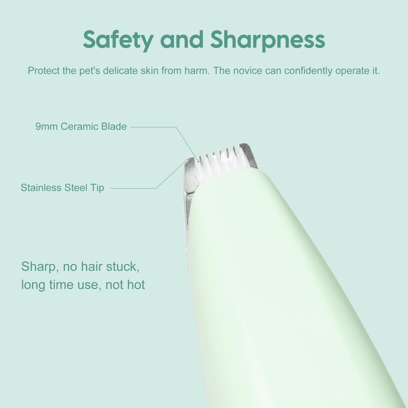 Dog Clippers for Grooming, Dog Paw Trimmer, Pet Paw Trimmer, Mini Trimmer for Dogs, Rechargeable, Low Noise for Trimming Dog Cat Hair Around Paws, Eyes, Ears, Face, Rump (Green) - PawsPlanet Australia
