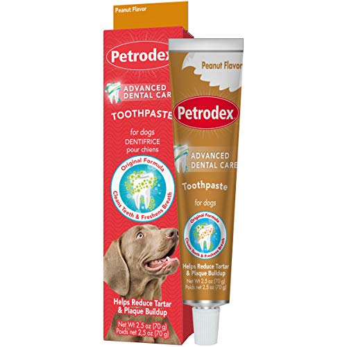 Petrodex Toothpaste for Dogs and Puppies, Cleans Teeth and Fights Bad Breath, Reduces Plaque and Tartar Formation, Enzymatic Toothpaste, Peanut Flavor, 2.5oz