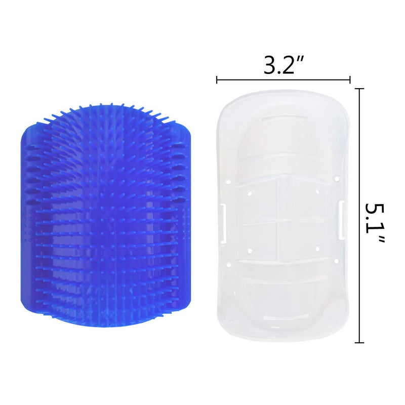 2 Pack Self Grooming Wall Brush for Cats and Dogs - Cat Groomer with Catnip, Massage Comb Tool for Long & Short Fur Pets (Blue) Blue