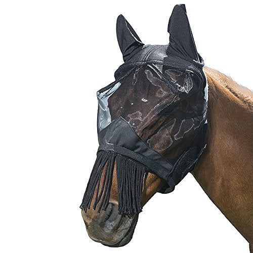 Tough 1 Deluxe Comfort String Nose Fly Mask Black - PawsPlanet Australia