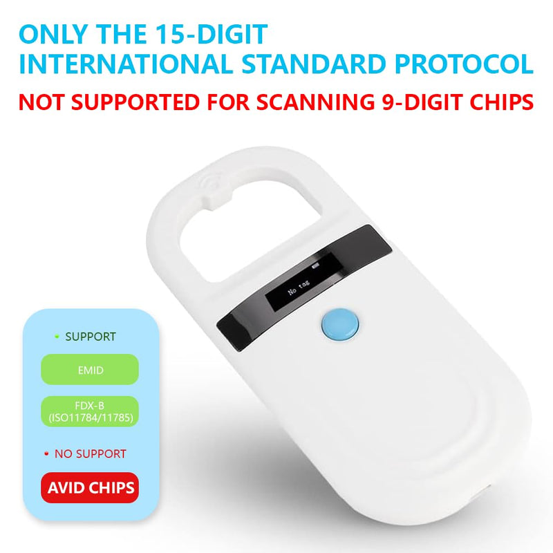 Watris Veiyi Dog Microchip Reader, Pet Microchip Scanner with OLED Display Screen, Pet Chip ID Scanner Supports FDX-B (ISO11784/11785) and EMID Microchips, for Animal Management - PawsPlanet Australia