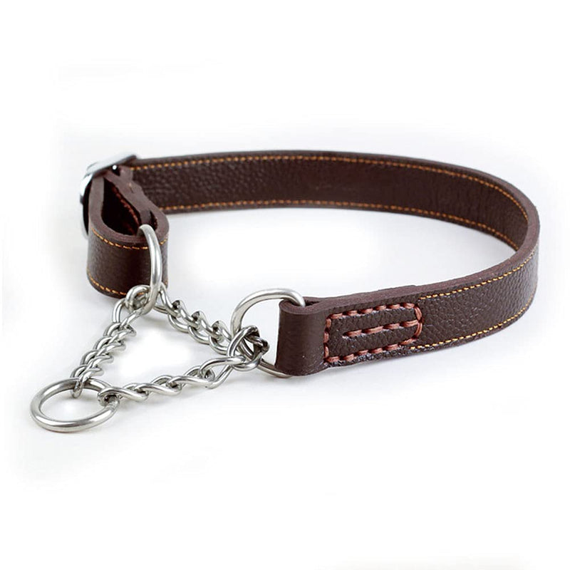 Love Dream Martingale Collars for Dogs, Leather Training Dog Collar, Stainless Steel Chain Anti-Escape No Pull Dog Collar for Medium Large Dogs (M(13.8"-18.9"), Brown) M(13.8"-18.9") - PawsPlanet Australia