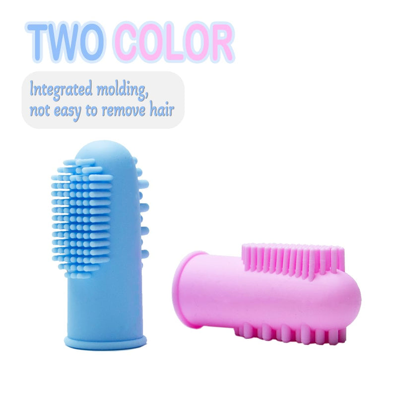 2 Pcs Dog Finger Toothbrush Silicone Pet Finger Toothbrush for Dogs Cats，Dogs Teeth Plaque Dog Dental Care with Storage Case,Easy Teeth Cleaning (Pink Blue) (Blue Pink) Blue Pink