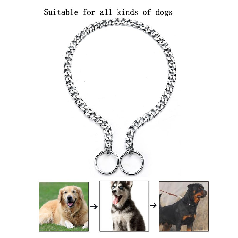 Dog Chain Collars for Large Dogs,Adjustable Flat Silver Metal Dog Collar,Heavy Duty Slip P Link Martingale Collar for Small Medium Large Big Dogs XL XL(Neck Max 22inch)D4.0mm