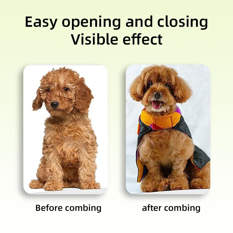 Cat Shedding Comb for Long Matted Hair, Cat Flea Comb for Indoor Cats or Dogs, Release Button Self-Cleaning Pet Combs, Long & Short Stainless Steel Metal Teeth, White - PawsPlanet Australia