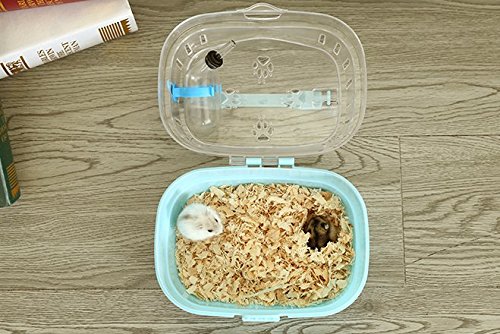 Portable Carrier Hamster Carry Case Cage with Water Bottle Travel&Outdoor for Hamster Small Animals (blue) blue